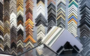 Wall of frame choices at Yorkshire Framing Sedrvices