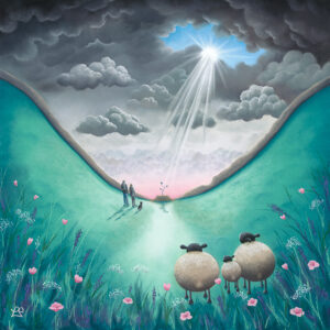 “Painting by Lucy Pittaway of the iconic Sycamore Gap tree beside Hadrian’s Wall, Northumberland, under a moody sky — a tribute to the felled landmark.”