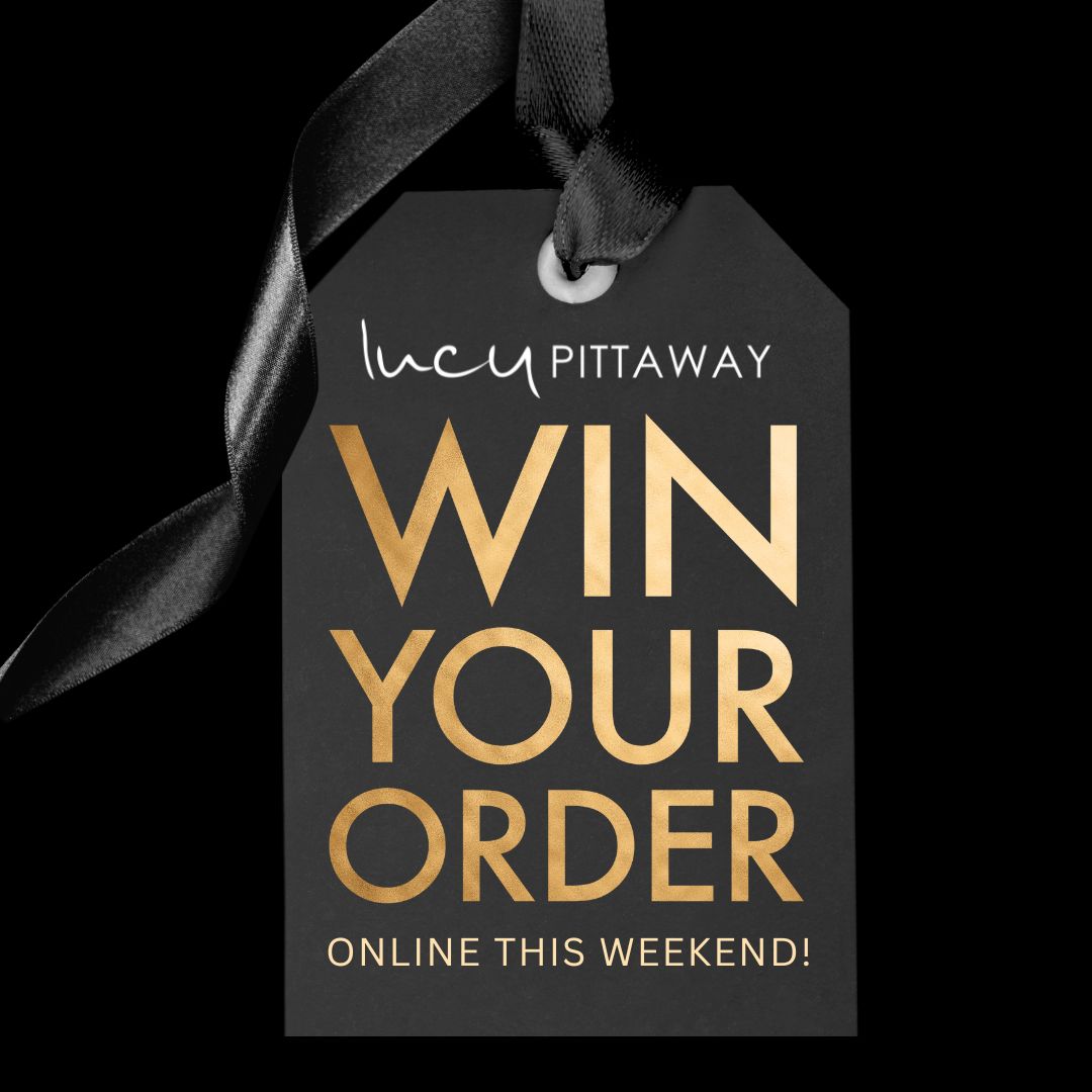 Graphic promoting Lucy Pittaway’s Black Friday Win Your Order Weekend.