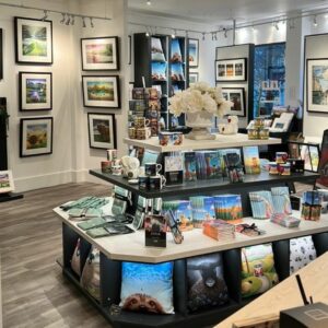 Inside the Harrogate Gallery showcasing art, stationery and gifts