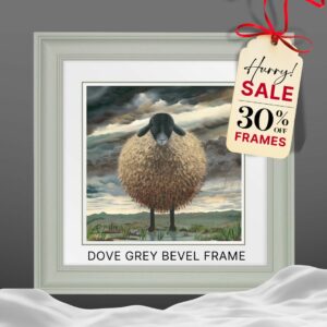 Promotional graphic for Lucy Pittaway frame offer. Text reads: “Every piece of art deserves a beautiful frame… Refresh your home by framing your much-loved artwork. Did you get art for Christmas that needs framing? How to use this offer: 1. Bring in your unframed artwork to your local Lucy Pittaway Gallery. 2. Receive 30% off frames when purchasing any new artwork online or in-store.” Decorative red ribbon with Lucy Pittaway branding on a green background.