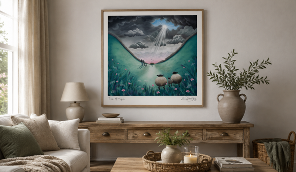Sheep Painting featuring a peaceful Yorkshire countryside landscape