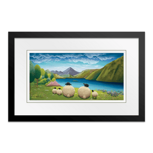 Lakeside Outing 24" x 12" Framed in Black