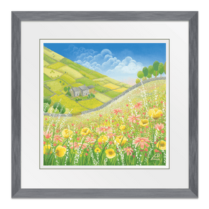 Beyond The Meadow Fields 15" Framed in Slate Grey