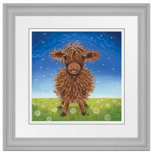 Mini Moo 10" Framed in Dove Bevel
