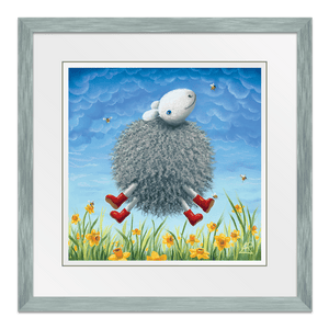 Joy of Spring 18" Framed in Web Dove Grey
