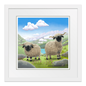 Spag and Hetti Framed Print / 18inch x 18inch / White
