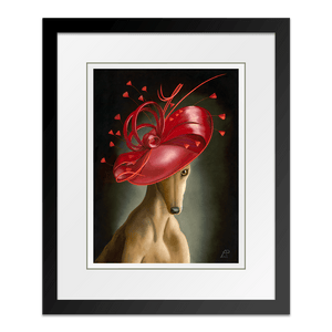 Lady in Red 13.5" x 18" Framed in Black