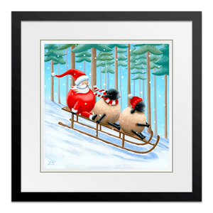 Santa's Sled Squad 10" Framed in Web Black