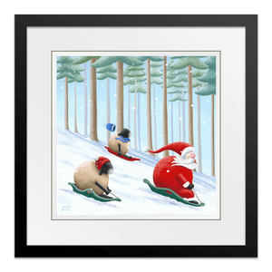 Jingle Trails and Woolly Tails 10" Framed in Web Black