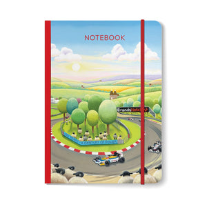 Brands Hatch A5 notebook featuring Lucy's Century of Power motorsport artwork