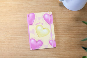 Butter & Pink Hearts - A5 Notebook
