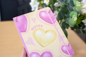 Butter & Pink Hearts - A5 Notebook