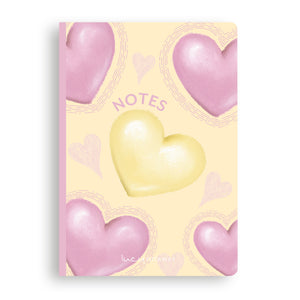 Butter & Pink Hearts - A5 Notebook