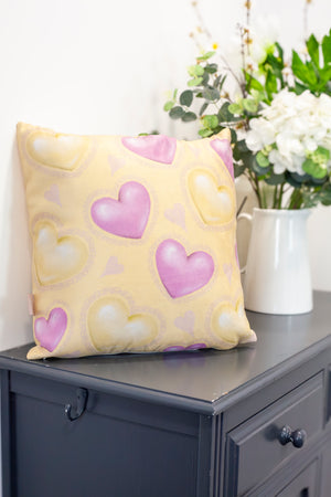 Butter & Pink Hearts - Cushion