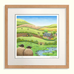 Farm Life 18" Framed in Oak