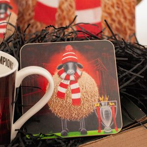 Liverpool FC inspired sheep coaster featuring the slogan “Ewe’ll Never Walk Alone”.