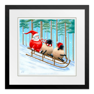 Santas Sled 18" Framed in Black