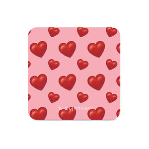 Pink & Red Heart Repeat Pattern Coaster