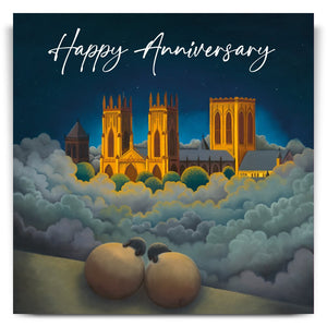 Night Lights on York Minster - Happy Anniversary Greetings Card